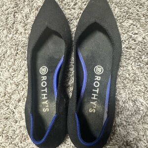 Rothy's Black Flats with Blue Accents